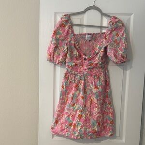 Charles Henry Pink Floral Dress